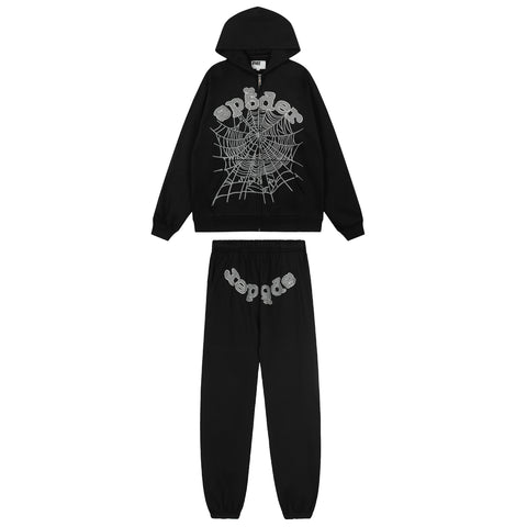 Sp5der Hooded Coats And Pants Suit