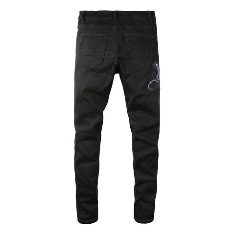 Snake Embroidered Jeans